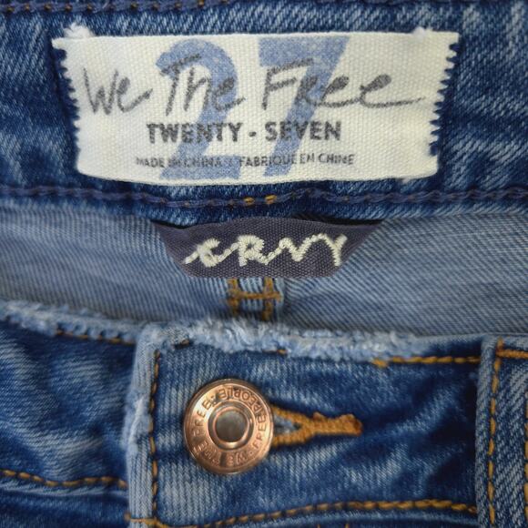 We The Free Shorts Womens 27 Curvy Blue Cut Off Button Fly Distressed Denim - Picture 8 of 9